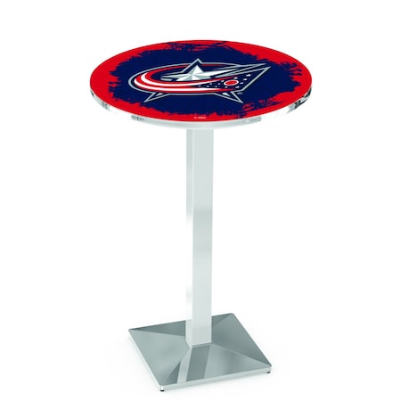 Holland Bar Stool Co 36" Chrome Columbus Blue Jackets Pub Table L217C3628ColBlu